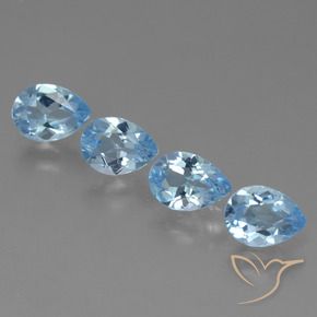 Gemas de Topacio Azul Suizo natural de 3.35 ct, En forma de pera, VVS-VS
