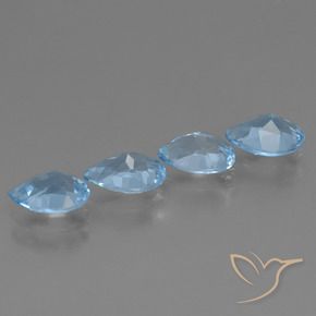 Gemas de Topacio Azul Suizo natural de 3.35 ct, En forma de pera, VVS-VS