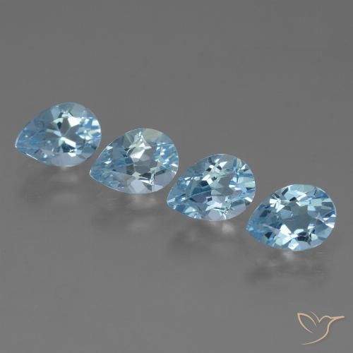 3.40ctw Natural Azul Suizo Topacio, En forma de pera, VVS-VS