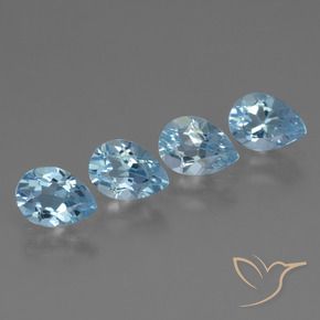 Gemas de Topacio Azul Suizo natural de 3.40 ct, En forma de pera, VVS-VS