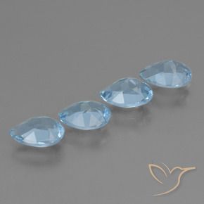 Gemas de Topacio Azul Cielo natural de 3.24 ct, En forma de pera, VS