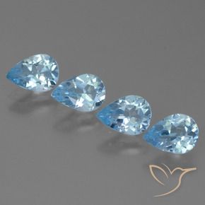 Gemas de Topacio Azul Suizo natural de 3.03 ct, En forma de pera, VS