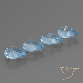 Gemas de Topacio Azul Suizo natural de 3.03 ct, En forma de pera, VS