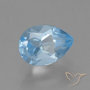 Topacio Azul Suizo natural de 0.88 ct, En forma de pera, VS