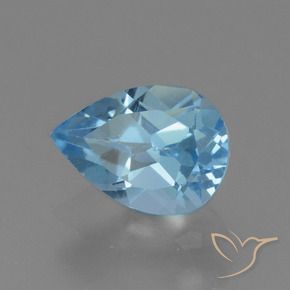 Topacio Azul Suizo natural de 0.93 ct, En forma de pera, VS