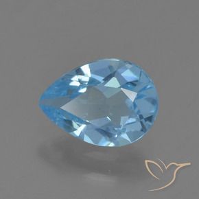 Topacio Azul Suizo natural de 0.88 ct, En forma de pera, VS