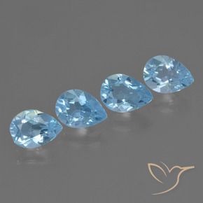 Gemas de Topacio Azul Cielo natural de 3.35 ct, En forma de pera, VVS-VS