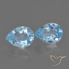 Gemas de Topacio Azul Cielo natural de 1.63 ct, En forma de pera, VVS-VS