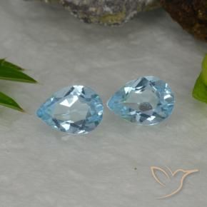 Gemas de Topacio Azul Cielo natural de 1.65 ct, En forma de pera, VVS-VS