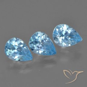 Gemas de Topacio Azul Cielo natural de 2.20 ct, En forma de pera, VS