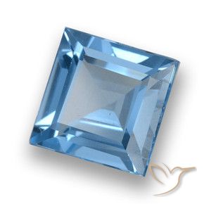Topacio Azul Suizo natural de 1.86 ct, Cuadrado, VVS-VS