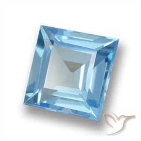 Topacio Azul Suizo natural de 1.86 ct, Cuadrado, VVS-VS