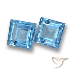 Gemas de Topacio Azul Cielo natural de 3.99 ct, Cuadrado, VVS-VS