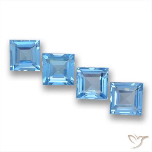 7.25ctw Natural Azul Suizo Topacio, Cuadrado, VVS-VS