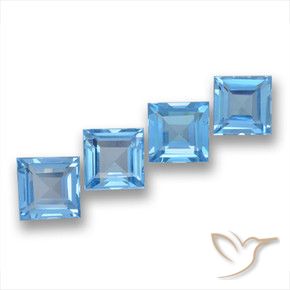 Gemas de Topacio Azul Suizo natural de 7.25 ct, Cuadrado, VVS-VS