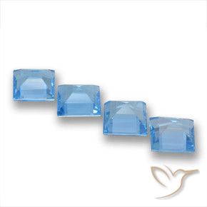 Gemas de Topacio Azul Suizo natural de 7.25 ct, Cuadrado, VVS-VS