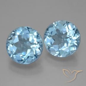 Gemas de Topacio Azul Suizo natural de 6.45 ct, Redondo, VVS-VS