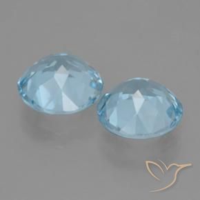 Gemas de Topacio Azul Suizo natural de 6.45 ct, Redondo, VVS-VS