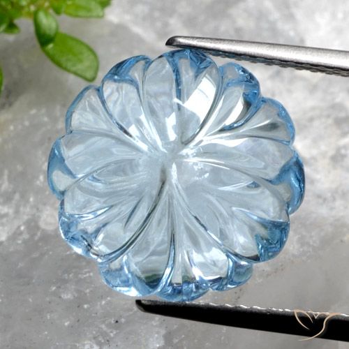 8.55ct Natural Azul Cielo Topacio, Corte Flor, Transparente