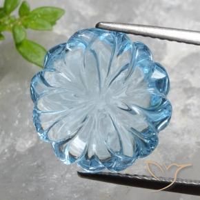 Topacio Azul Cielo natural de 8.55 ct, Corte Flor, Transparente