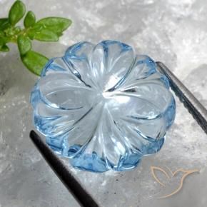 Topacio Azul Cielo natural de 8.55 ct, Corte Flor, Transparente