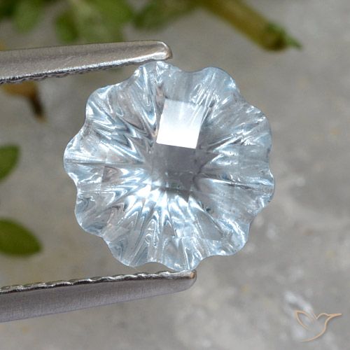 1.90ct Natural Azul Cielo Topacio, Corte Flor, Transparente
