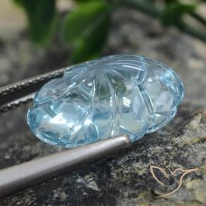 Topacio Azul Cielo natural de 11.77 ct, Corte Flor, Transparente