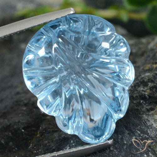 15.42ct Natural Azul Suizo Topacio, Corte Flor, Transparente