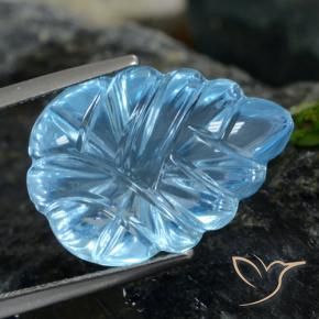 Topacio Azul Suizo natural de 14.95 ct, Corte Flor, Transparente