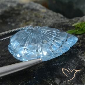 Topacio Azul Suizo natural de 14.95 ct, Corte Flor, Transparente