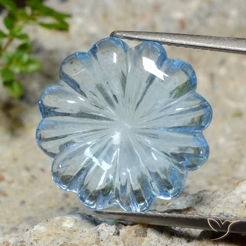 12.02ct Natural Azul Cielo Topacio, Corte Flor, Transparente