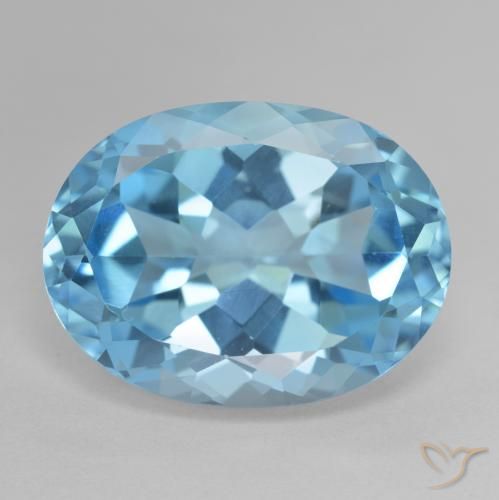 22.75ct Natural Azul Suizo Topacio, Ovalada, VVS