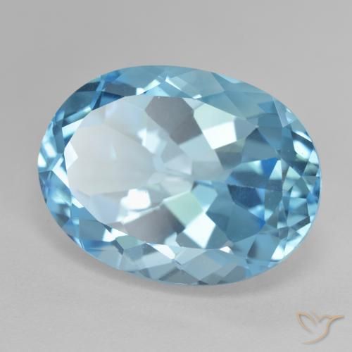 Topacio Azul Suizo natural de 22.75 ct, Ovalada, VVS