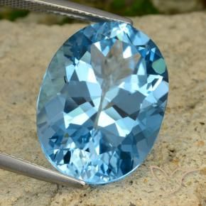 Topacio Azul Suizo natural de 22.63 ct, Ovalada, VVS