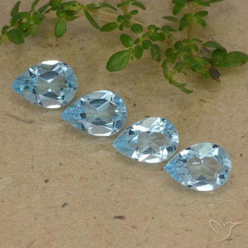 2.92ctw Natural Azul Cielo Topacio, En forma de pera, VVS-VS