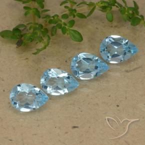 Gemas de Topacio Azul Cielo natural de 2.92 ct, En forma de pera, VVS-VS