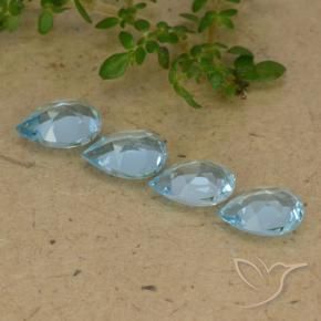 Gemas de Topacio Azul Cielo natural de 2.92 ct, En forma de pera, VVS-VS