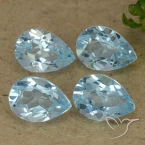 Gemas de Topacio Azul Cielo natural de 3.19 ct, En forma de pera, VVS-VS