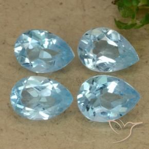 Gemas de Topacio Azul Cielo natural de 3.49 ct, En forma de pera, VVS-VS