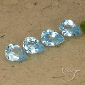 Gemas de Topacio Azul Suizo natural de 3.01 ct, En forma de pera, VVS-VS