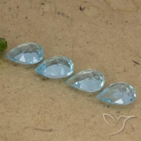 Gemas de Topacio Azul Suizo natural de 3.01 ct, En forma de pera, VVS-VS