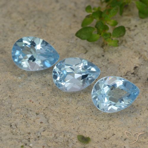 2.67ctw Natural Azul Cielo Topacio, En forma de pera, VVS-VS