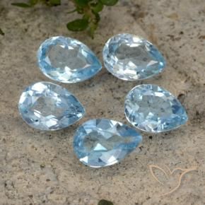 Gemas de Topacio Azul Suizo natural de 4.19 ct, En forma de pera, VVS-VS