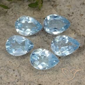 Gemas de Topacio Azul Cielo natural de 3.87 ct, En forma de pera, VVS-VS