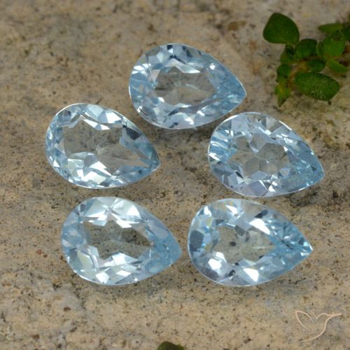 4.00ctw Natural Azul Cielo Topacio, En forma de pera, VVS-VS