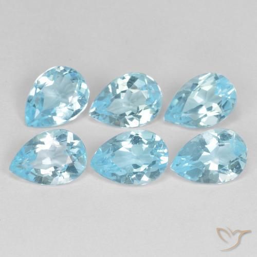 Gemas de Topacio Azul Cielo natural de 4.35 ct, En forma de pera, VVS-VS