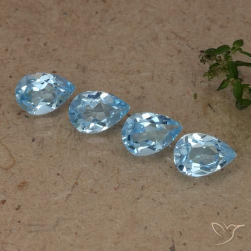 Gemas de Topacio Azul Suizo natural de 2.03 ct, En forma de pera, VVS-VS