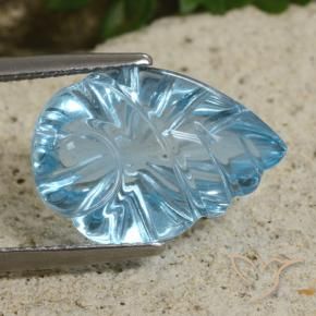 Topacio Azul Suizo natural de 11.15 ct, Corte Flor, Transparente