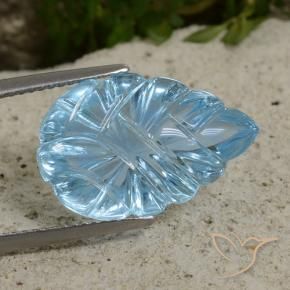 Topacio Azul Cielo natural de 12.49 ct, Corte Flor, Transparente
