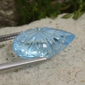 Topacio Azul Cielo natural de 12.49 ct, Corte Flor, Transparente
